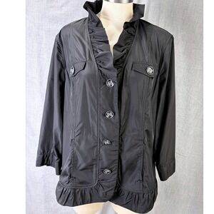 Christopher & Banks Black Ruffle Utility‎ Jacket XL Feminine City Casual Chic